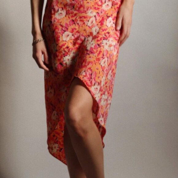 Vintage Express Floral Halter Midi High Low Asymmetrical Hem Dress Size 1/2 - Picture 3 of 6